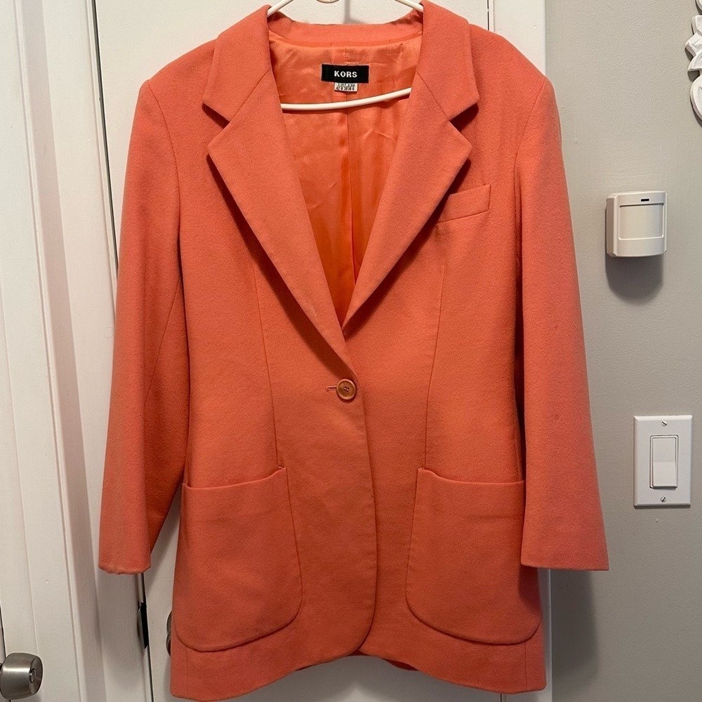 Vintage Michael KORS Compagnia Womens Coral Orange Wool Blazer Jacket 6 Italy